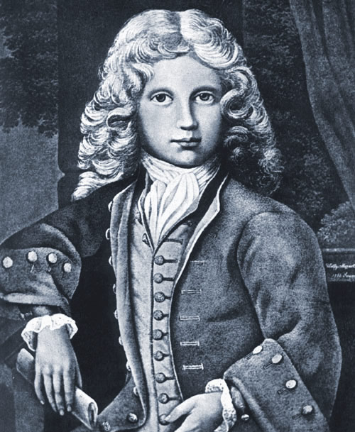 Mozart in 1766 without a wig